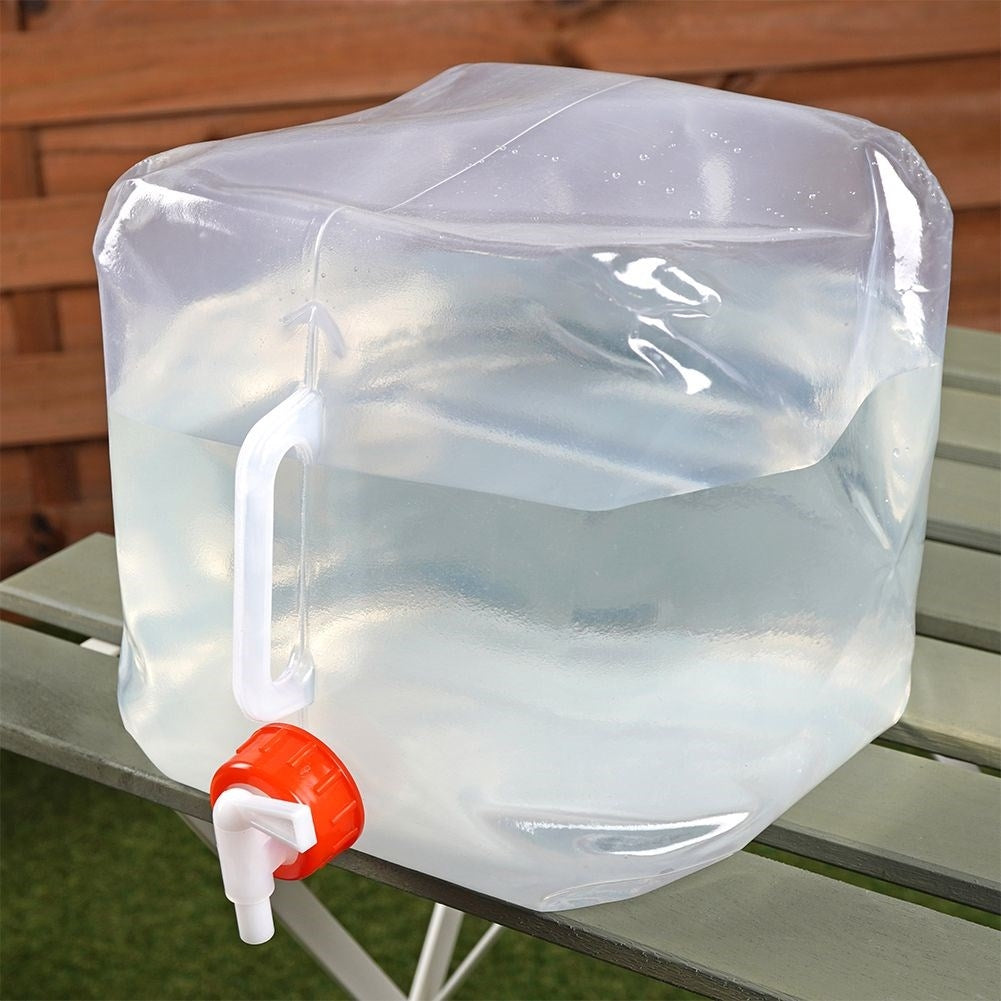 Collapsible water tank with faucet for travel and camping