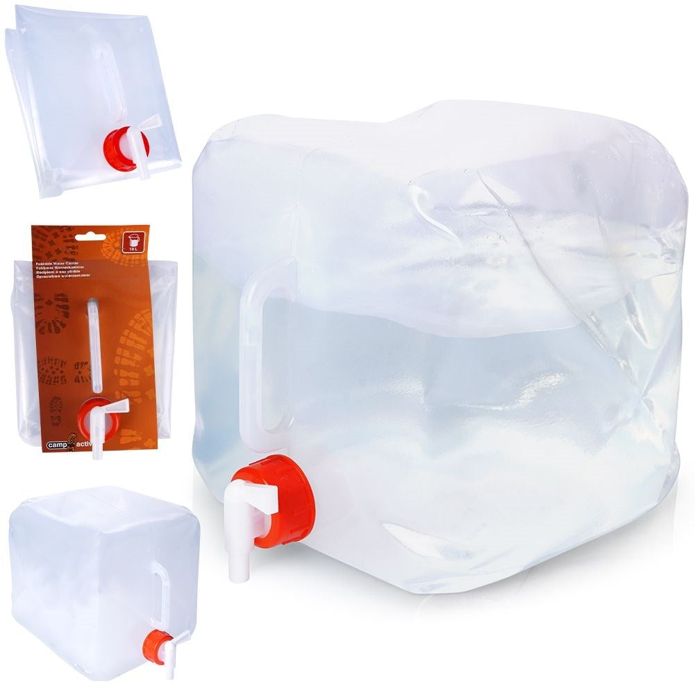 Collapsible water tank with faucet for travel and camping