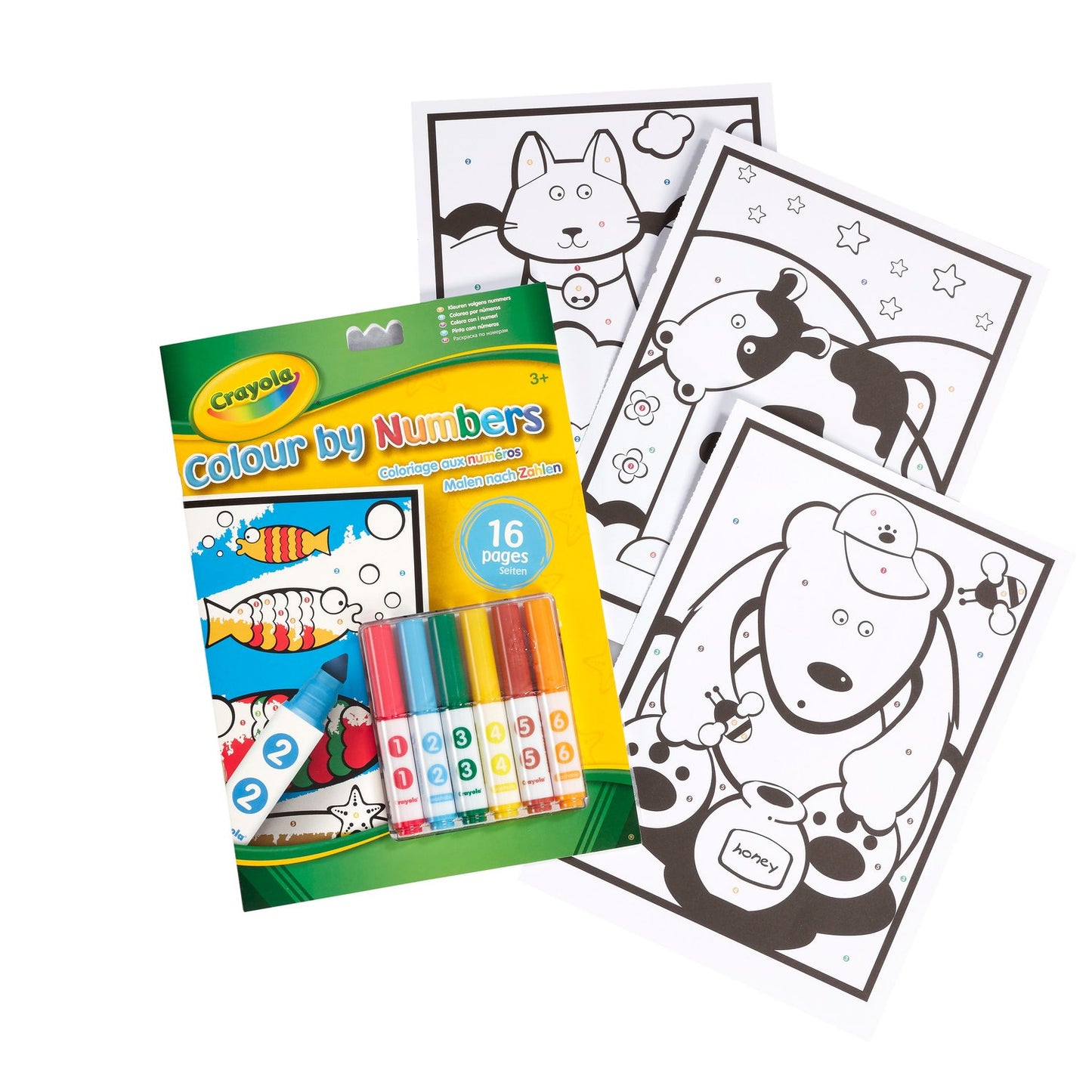 Color by Numbers Book with 6 Markers, Ages 3+