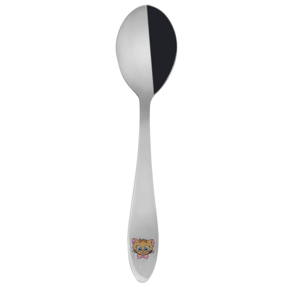 Colorful Children's Spoon with Cat Motif in Stainless Steel