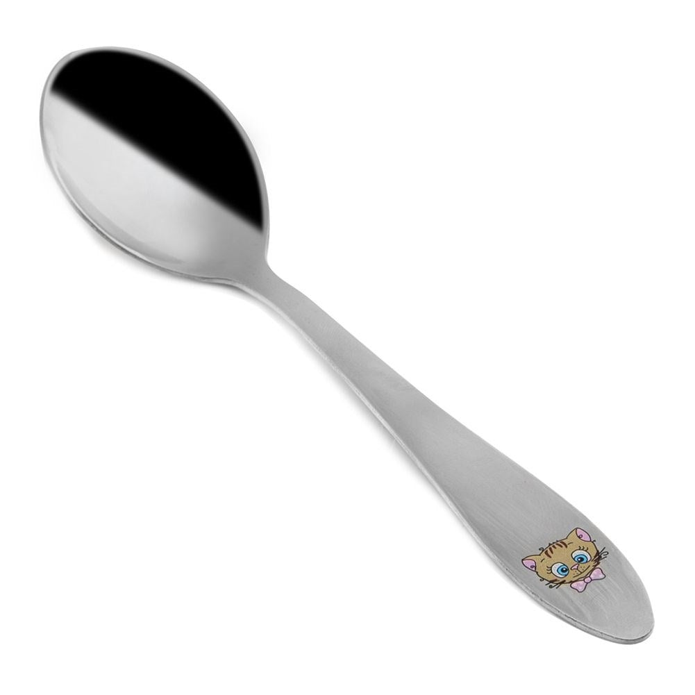 Colorful Children's Spoon with Cat Motif in Stainless Steel