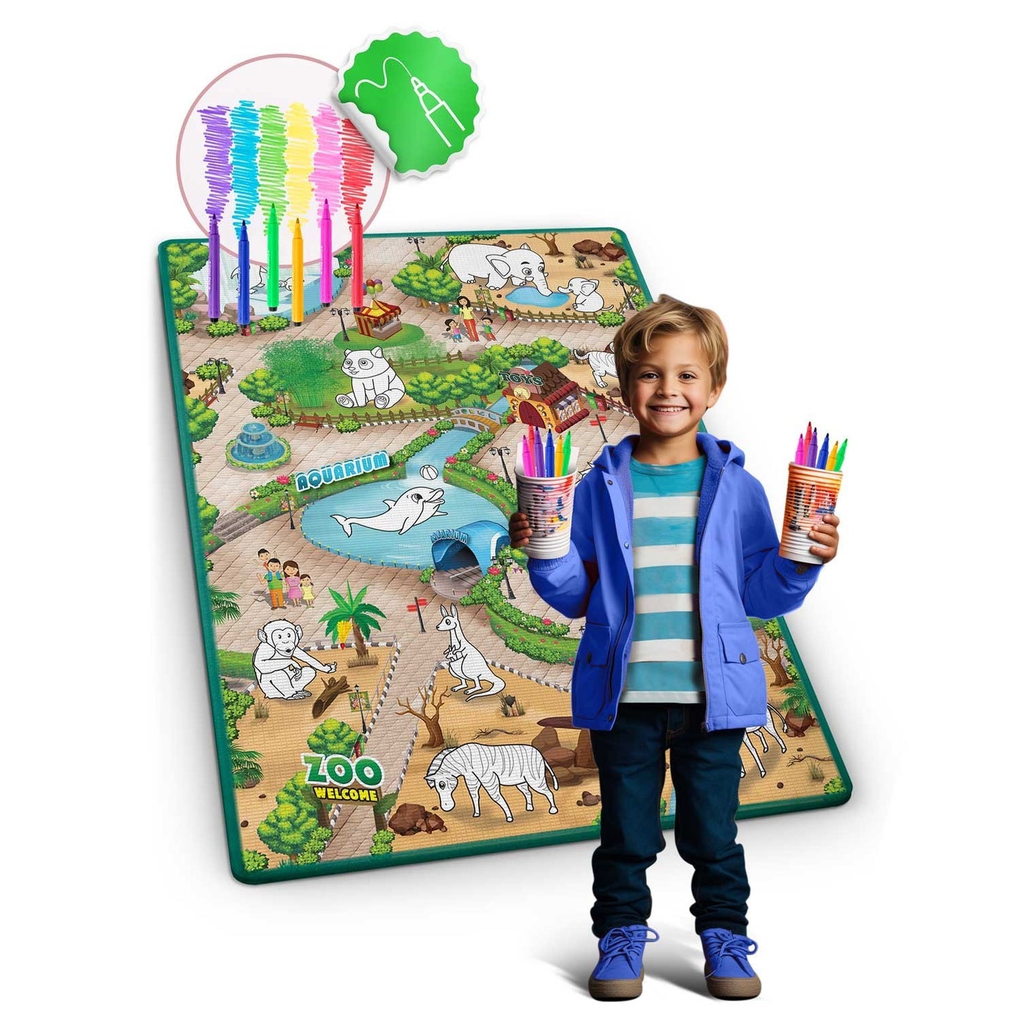 Colorful and flexible drawing mat 120 x 90 x 0.3 cm Ricokids RK-344