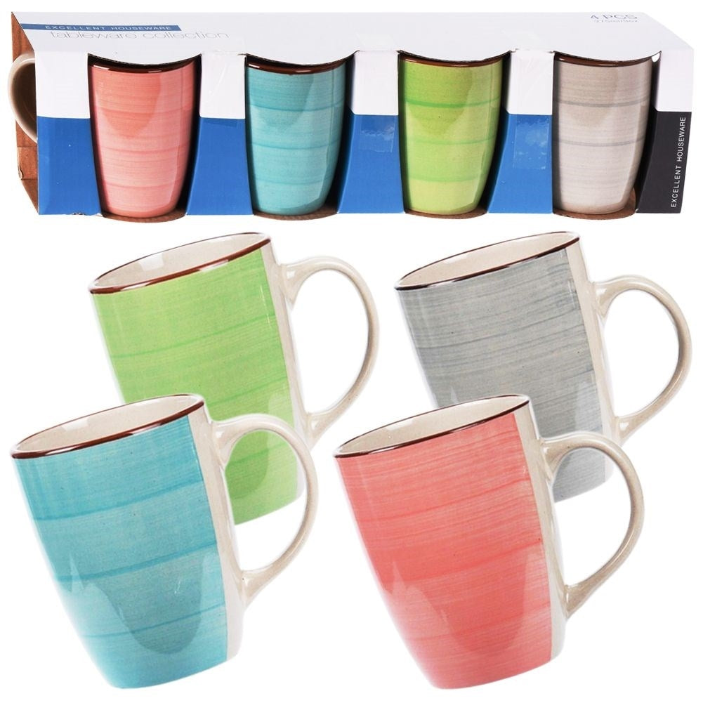 Colorful ceramic cups in gift box - set of 4