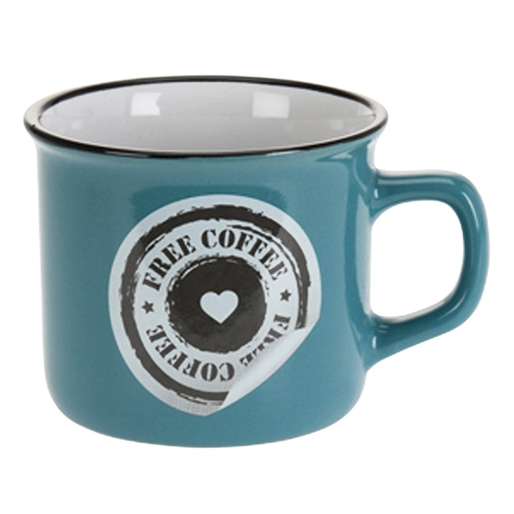 Colorful ceramic cups with stand - comfortable handles