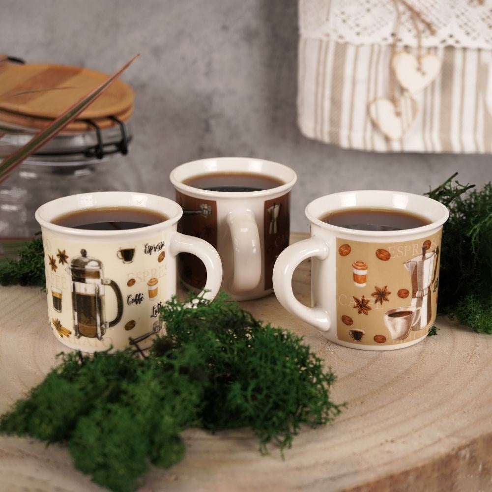 Colorful ceramic mugs 160 ml - Set of 3 in gift packaging