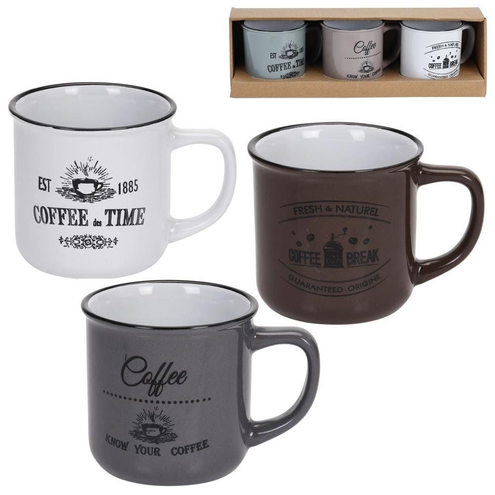 Colorful ceramic mugs 330 ml - set of 3 in gift box