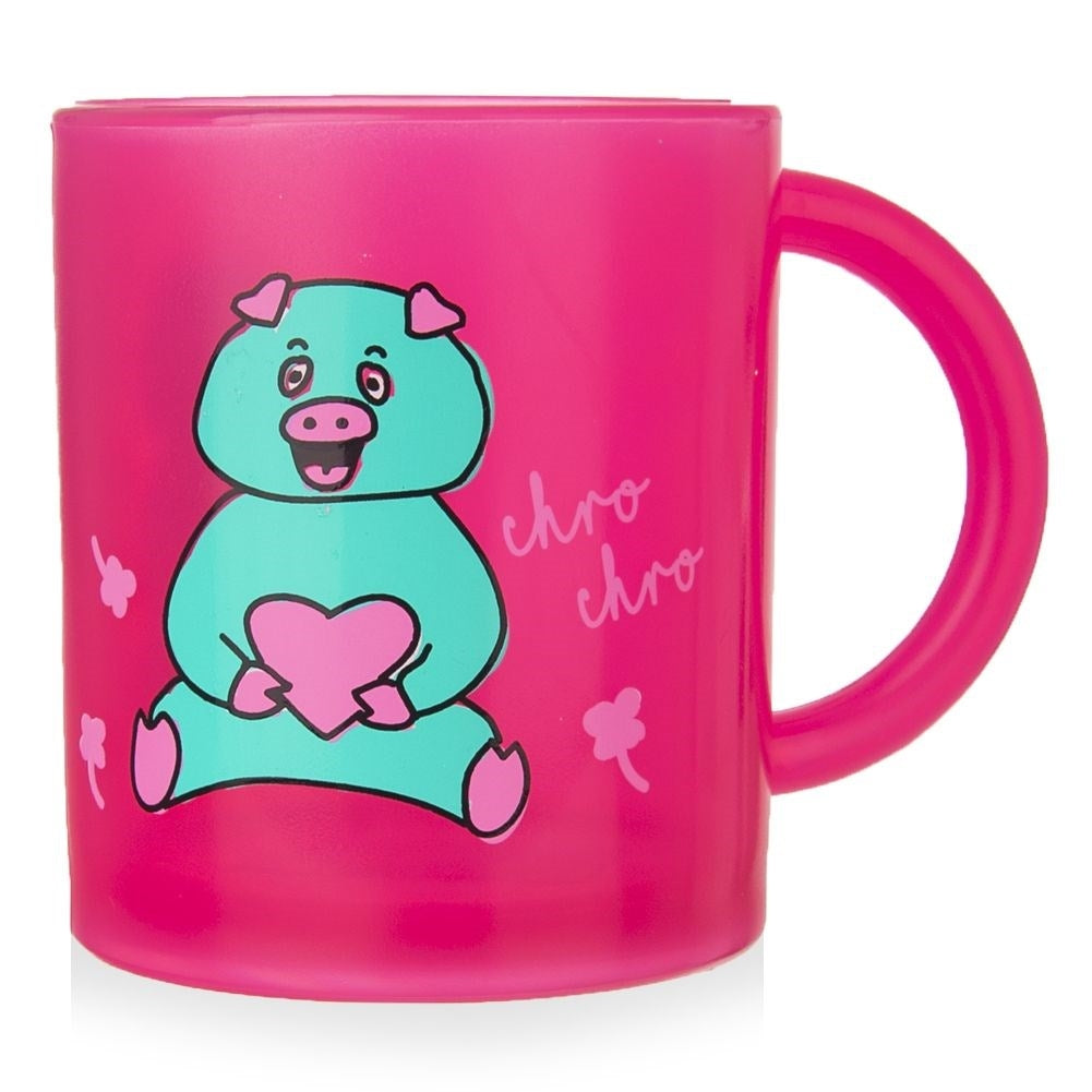 Colorful children's mug with pig cult motif - microwave safe