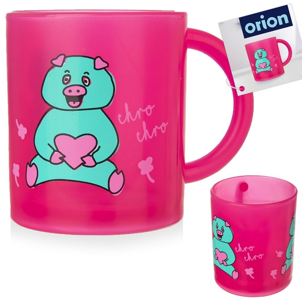 Colorful children's mug with pig cult motif - microwave safe