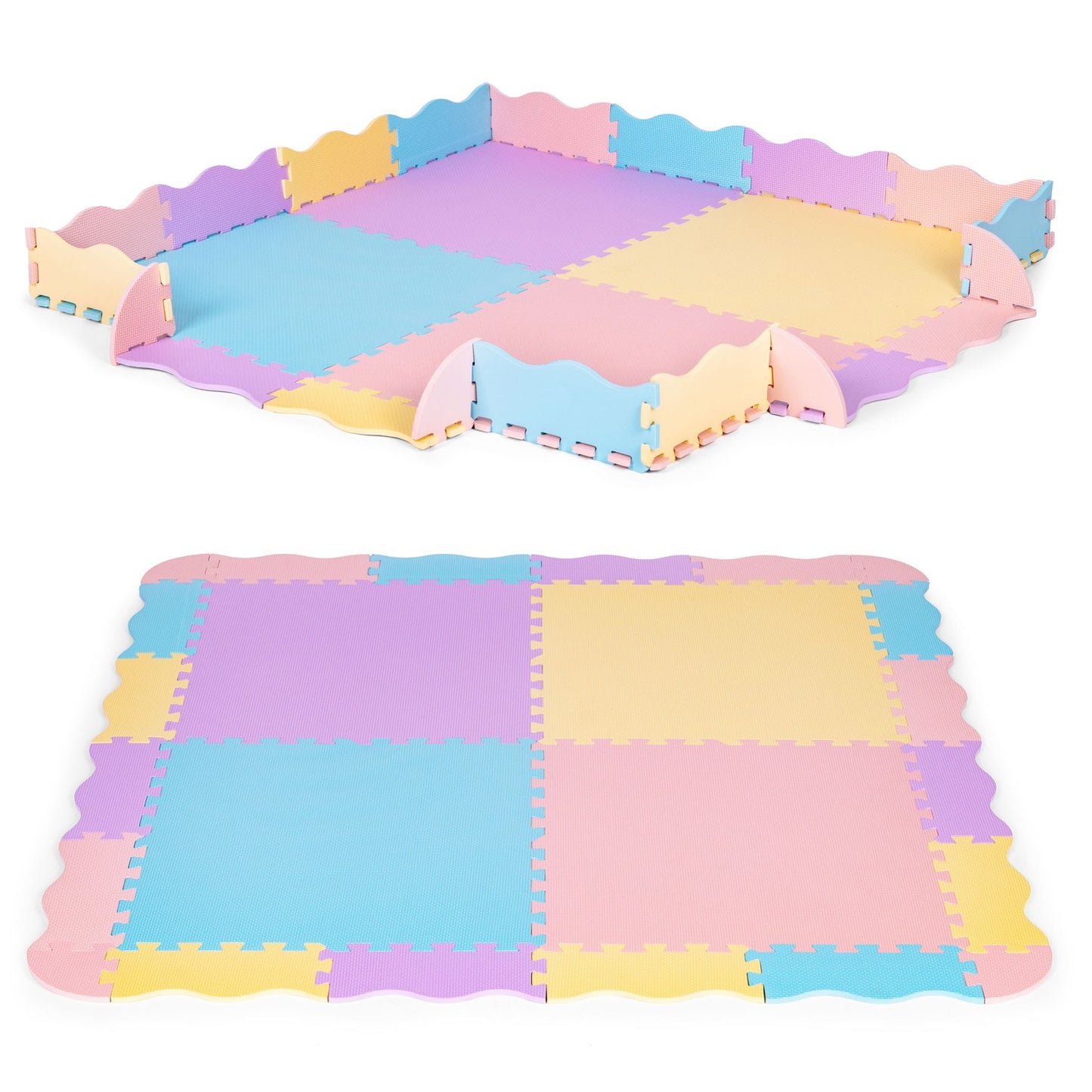 Colorful foam mat for children with a fence 141.5x141.5 cm 24 pcs. IPLAY