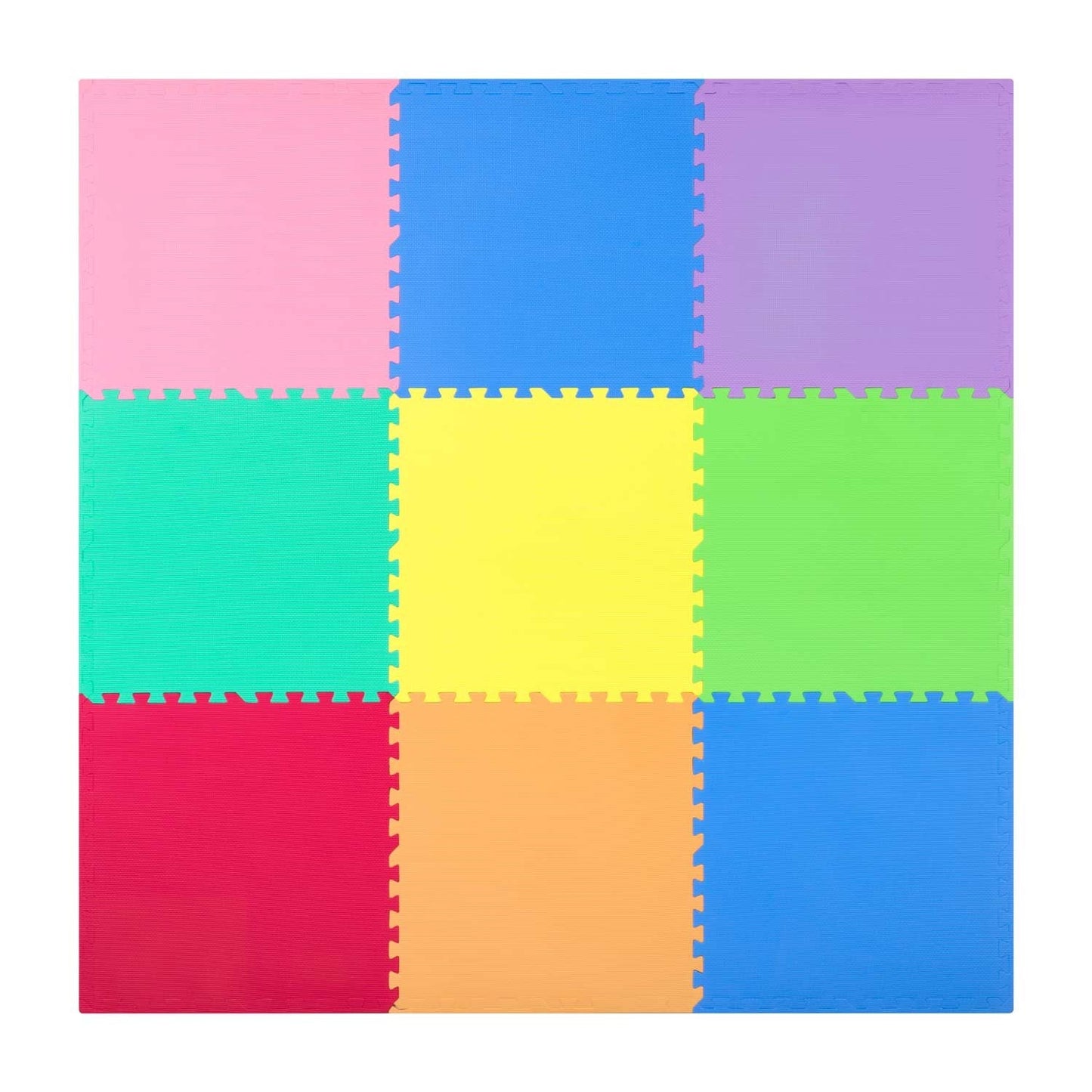 Colorful foam rubber puzzle mat 180x180 cm - Set of 9 pieces