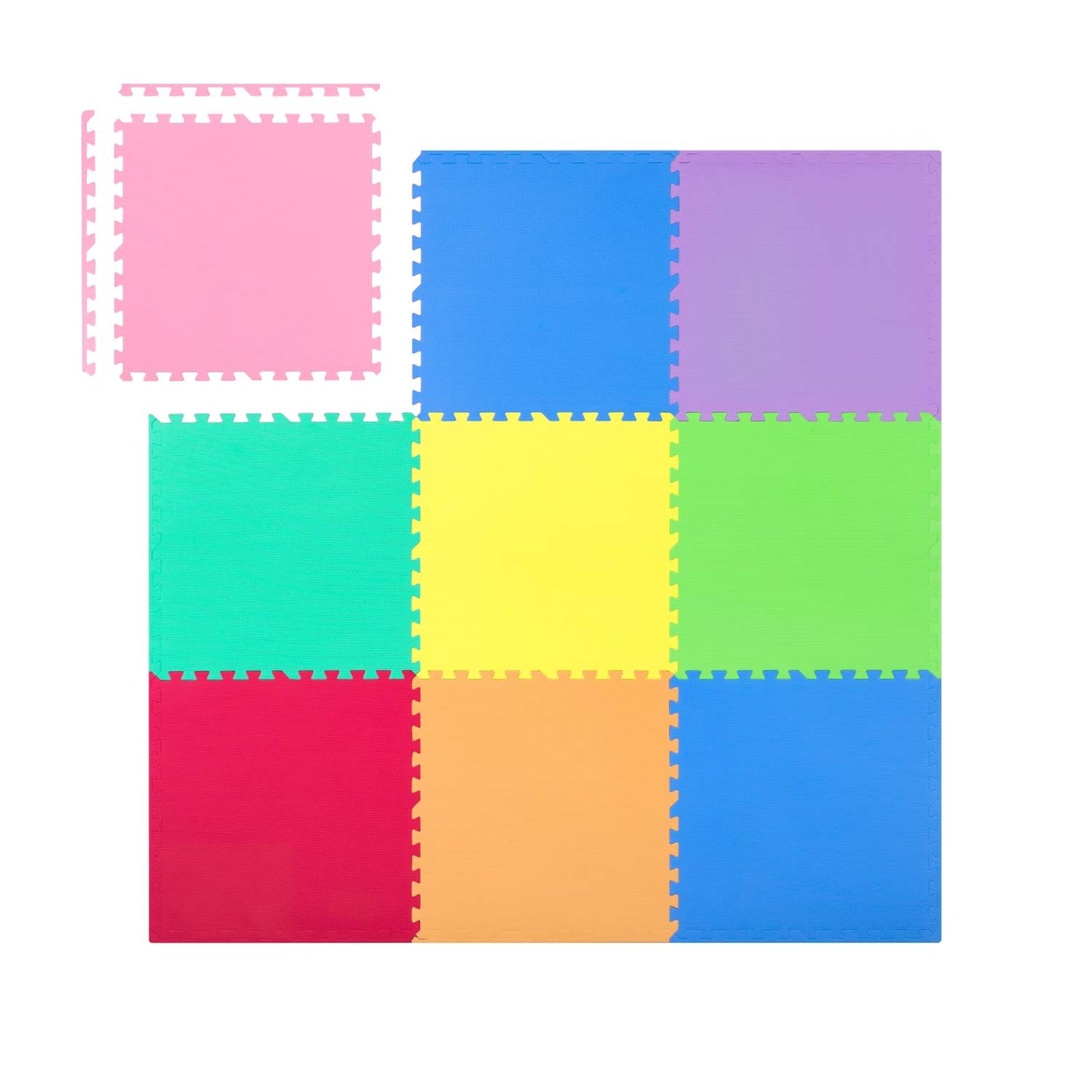 Colorful foam rubber puzzle mat 180x180 cm - Set of 9 pieces