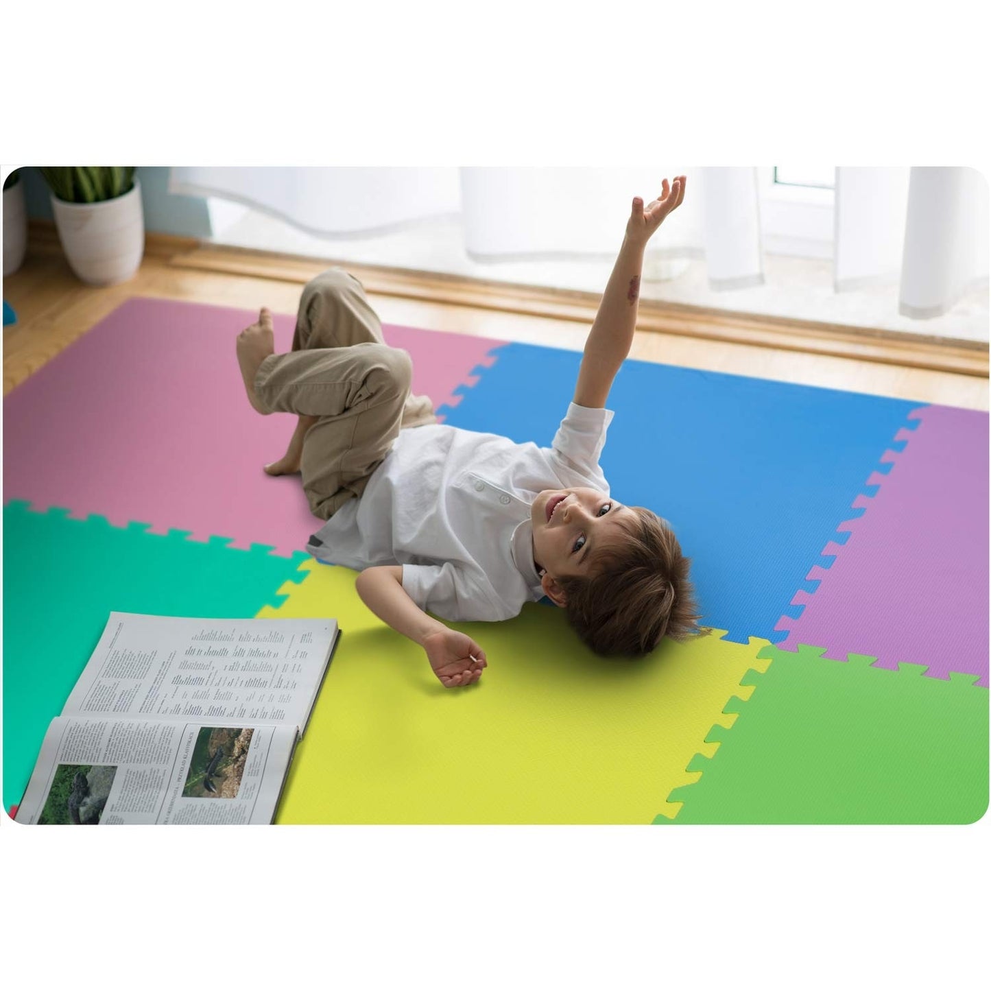 Colorful foam rubber puzzle mat 180x180 cm - Set of 9 pieces