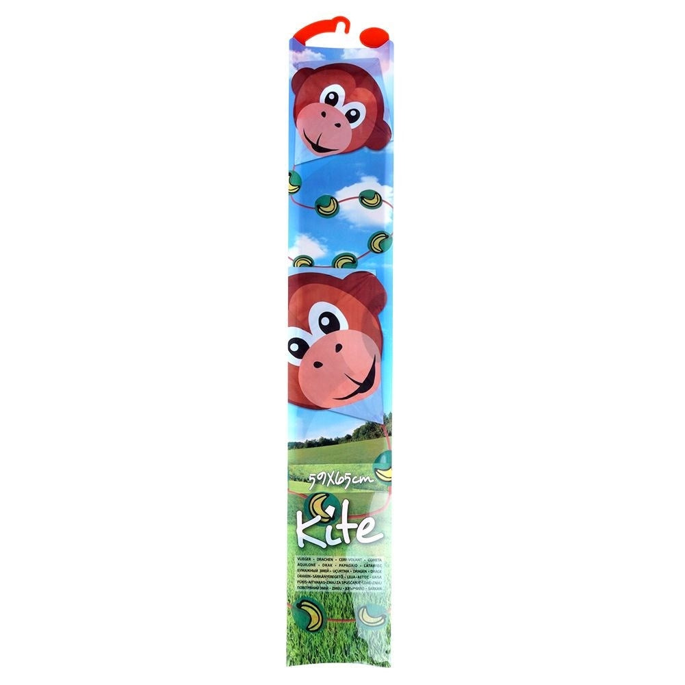 Colorful kite with monkey motif and 30 m line
