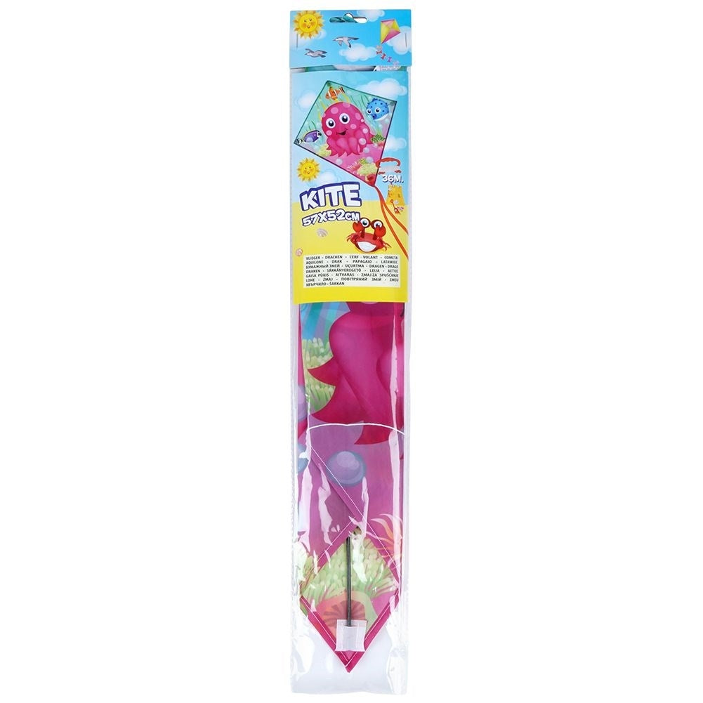 Colorful kite with octopus motif and 36m line