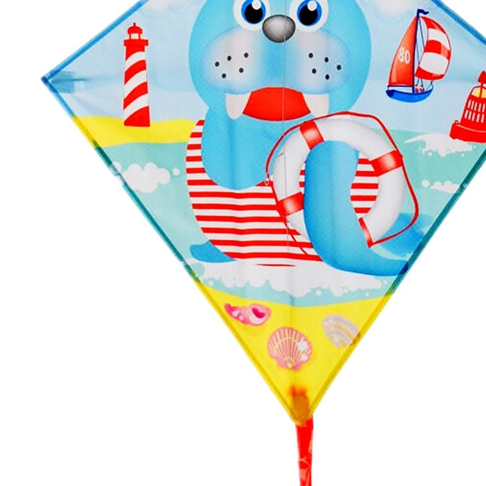 Colorful kite with sea lion motif and 36m line