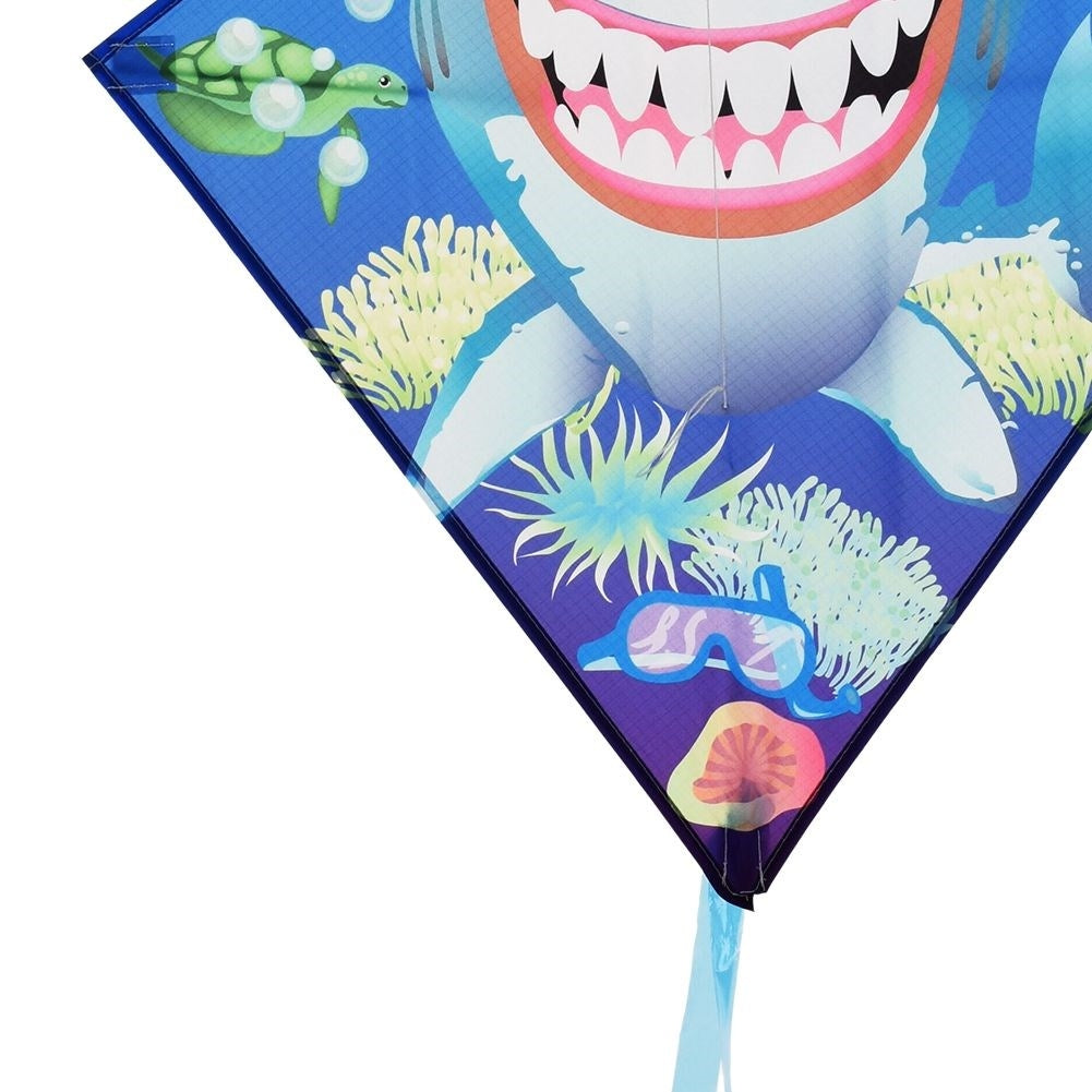 Colorful kite with shark motif and 36 meters of line