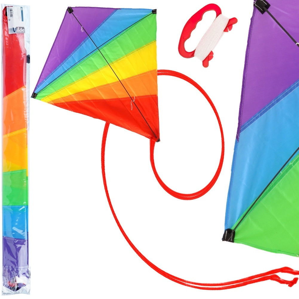 Colorful rainbow kite with 36m line - impressive and fun