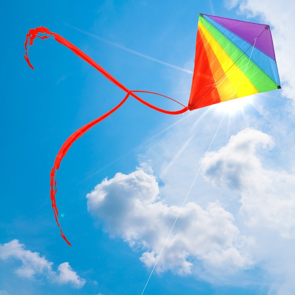 Colorful rainbow kite with 36m line - impressive and fun