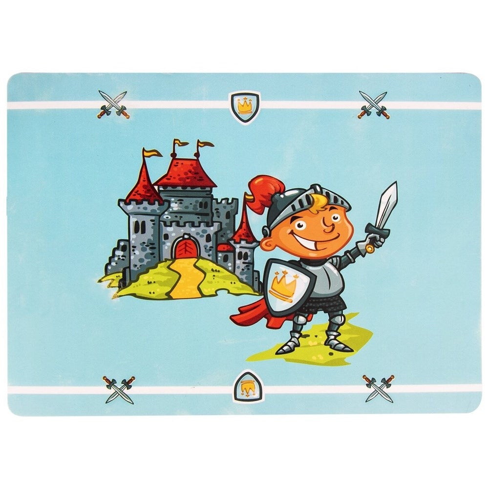 Colorful rectangular children's tabletop with fairy tale knights
