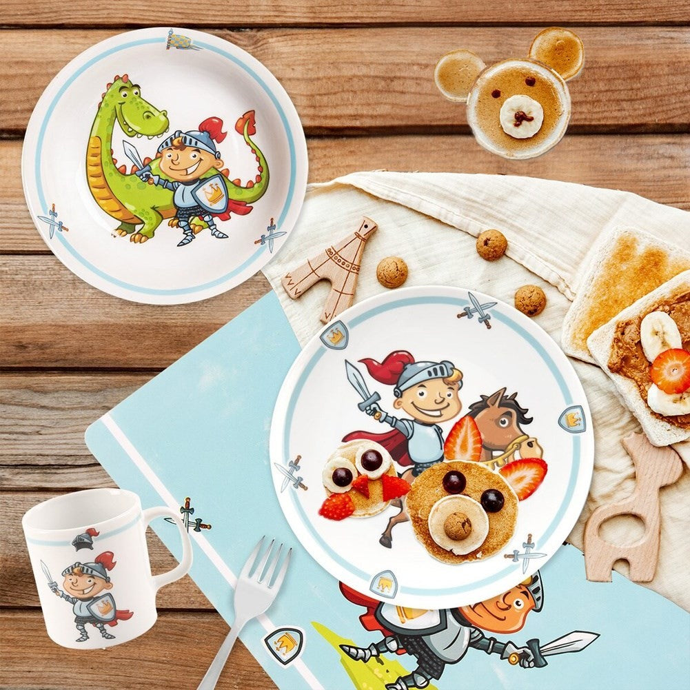 Colorful rectangular children's tabletop with fairy tale knights