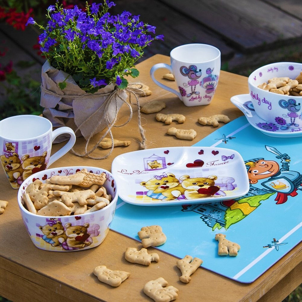 Colorful rectangular children's tabletop with fairy tale knights
