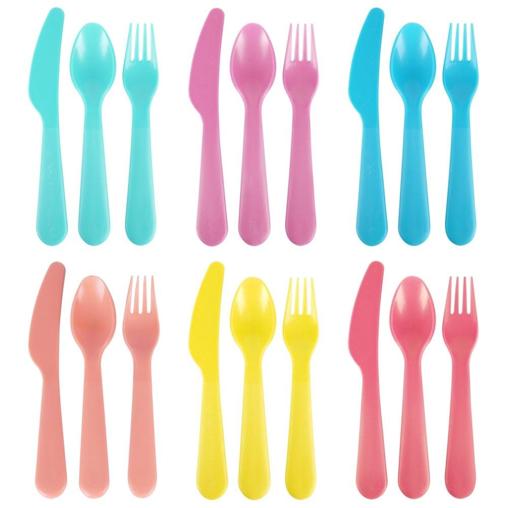 Colorful reusable children's cutlery - 18 pieces in durable material