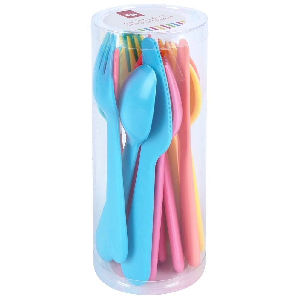 Colorful reusable children's cutlery - 18 pieces in durable material