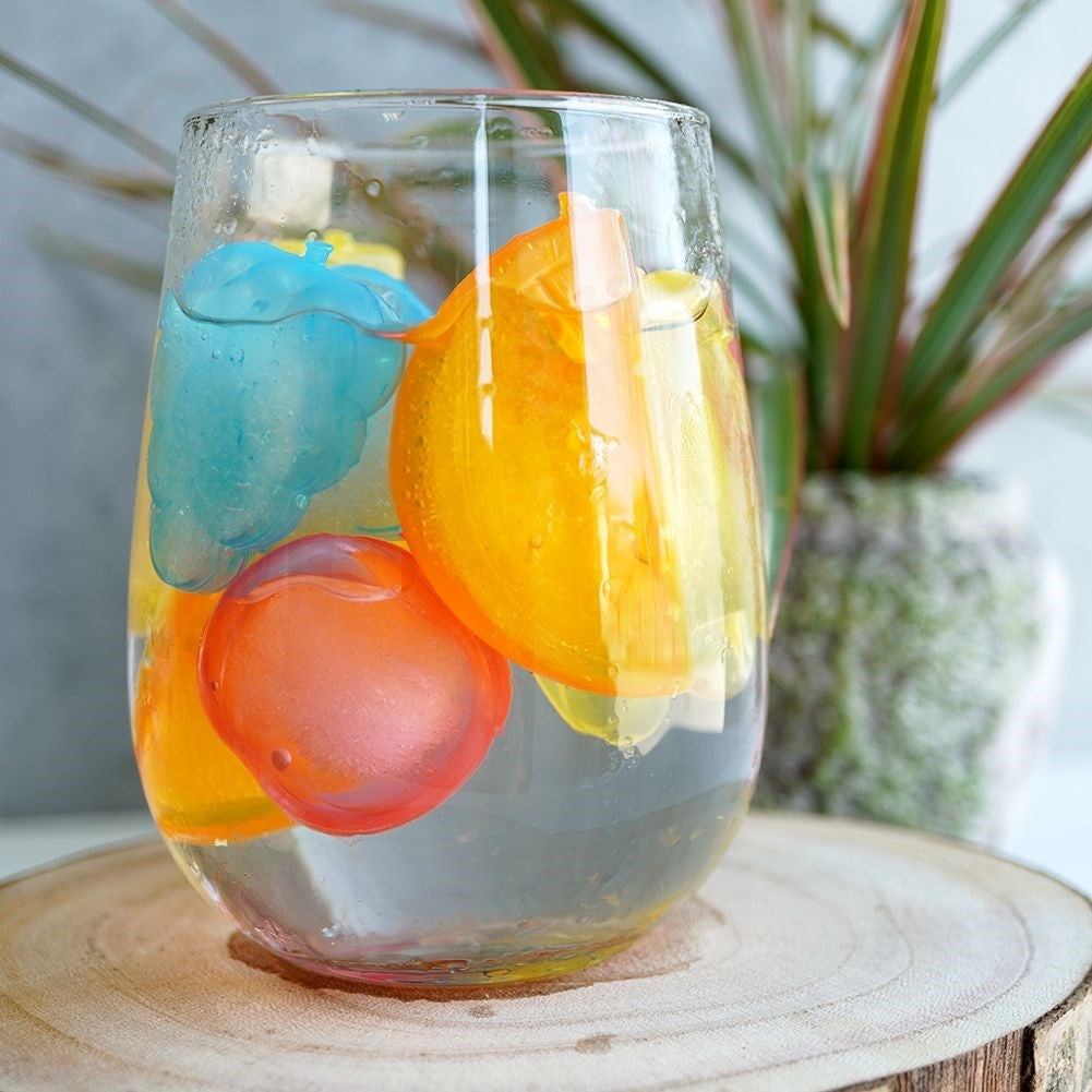 Colorful reusable ice cubes in fruit shape, set of 14