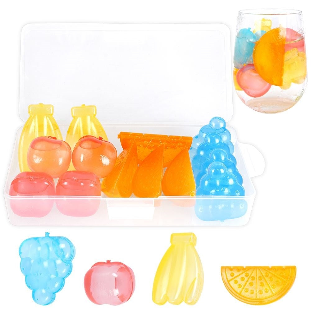 Colorful reusable ice cubes in fruit shape, set of 14