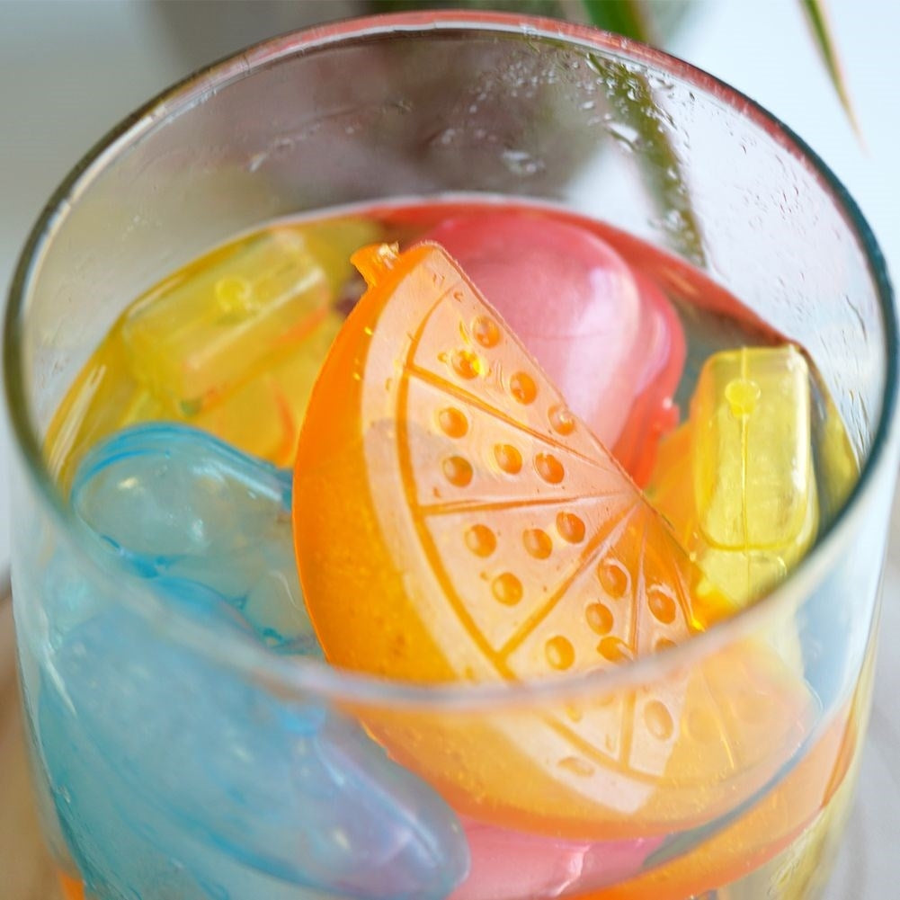 Colorful reusable ice cubes in fruit shape, set of 14