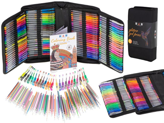 Coloured gel pens in case 120pcs + 120 refills