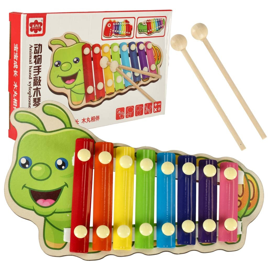 Colourful wooden dulcimer for children caterpillar