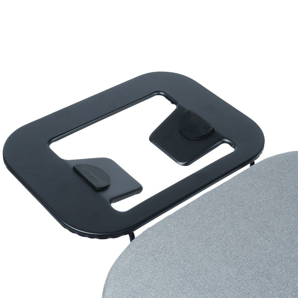 Comfortable and stable ironing board with iron holder