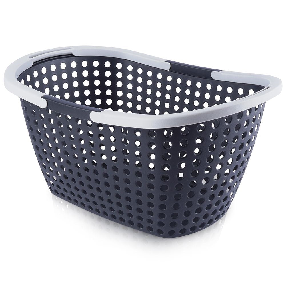 Comfortable anthracite basket with gray handles for shopping and picnics