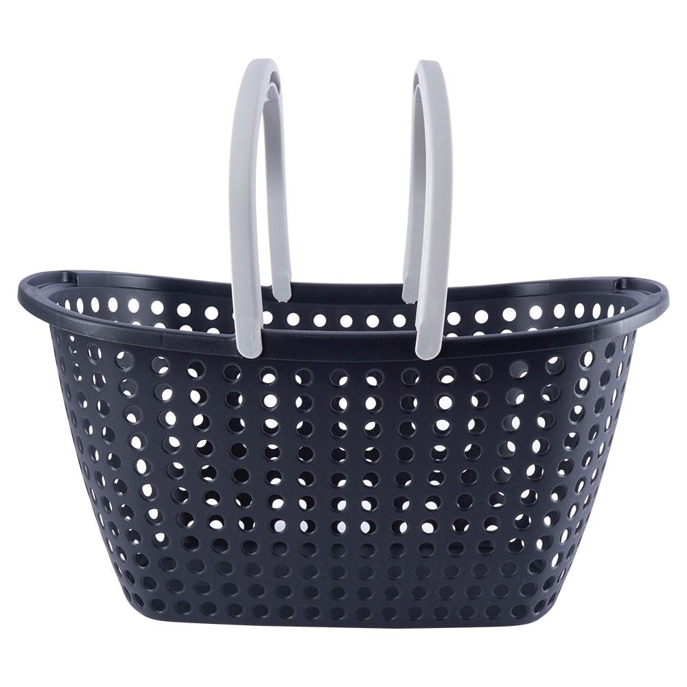 Comfortable anthracite basket with gray handles for shopping and picnics