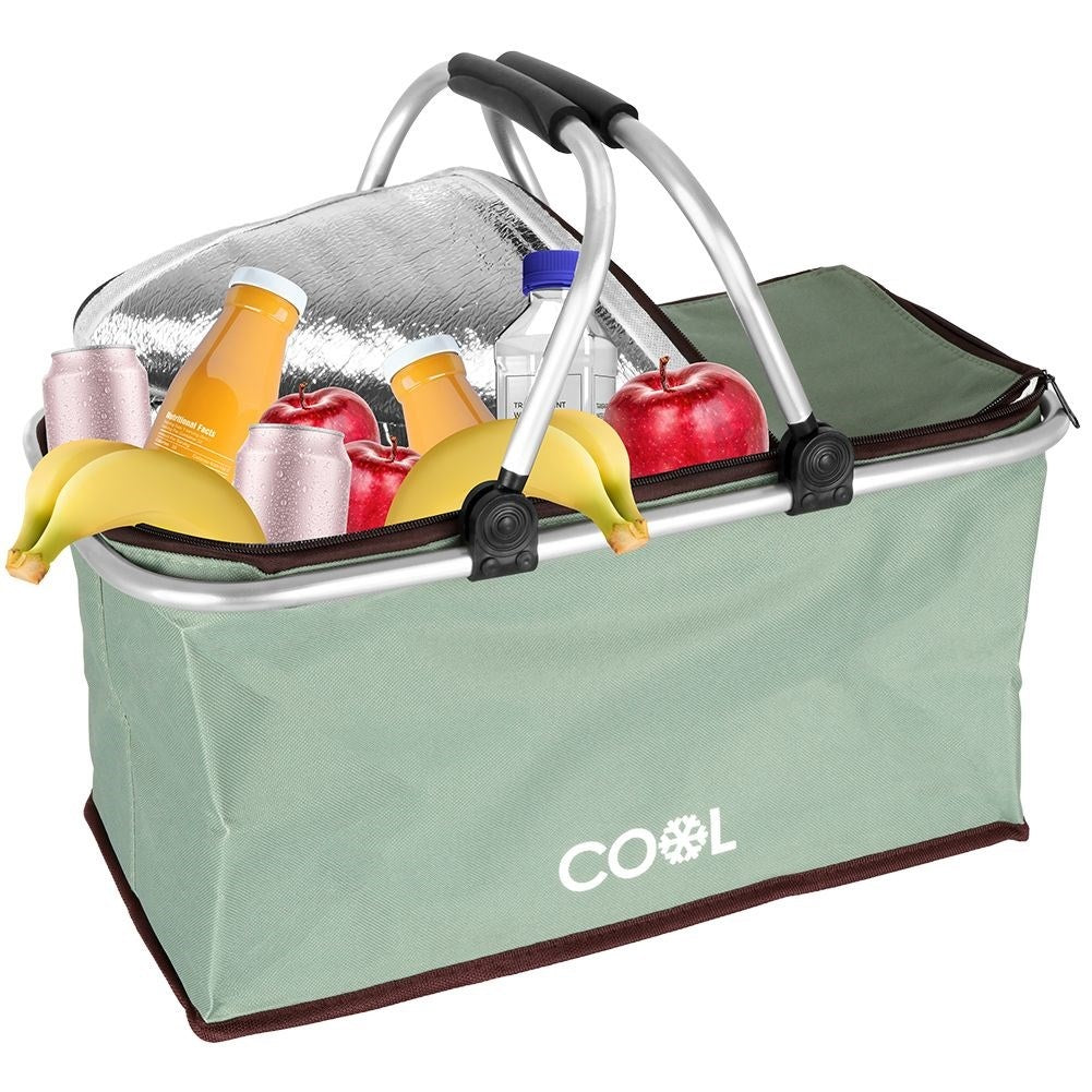 Comfortable cooling basket with closable top and reinforced bottom