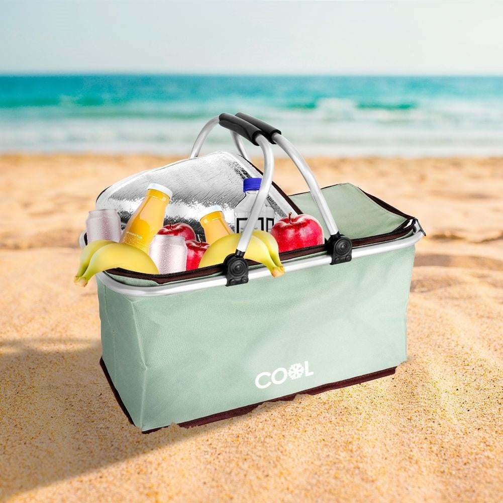 Comfortable cooling basket with closable top and reinforced bottom