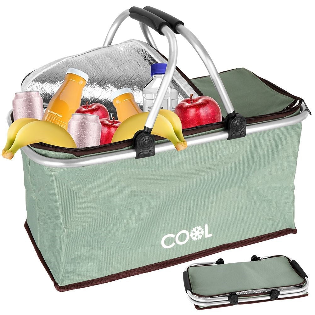 Comfortable cooling basket with closable top and reinforced bottom