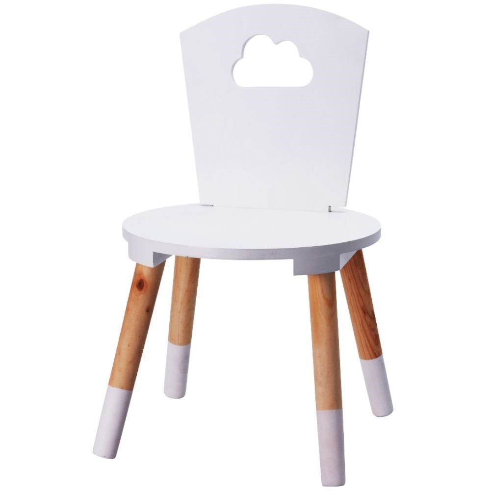 Comfortable ergonomic children's chair in wood and MDF, white/beige