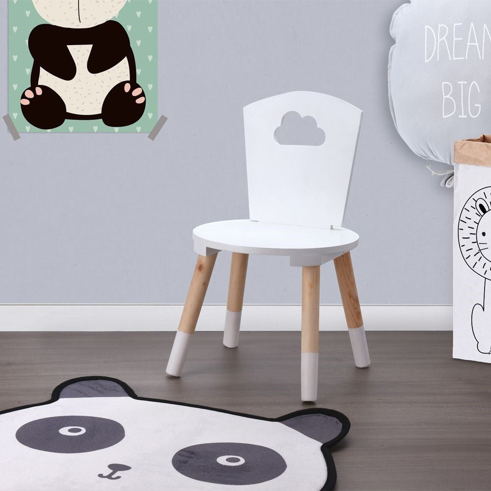Comfortable ergonomic children's chair in wood and MDF, white/beige