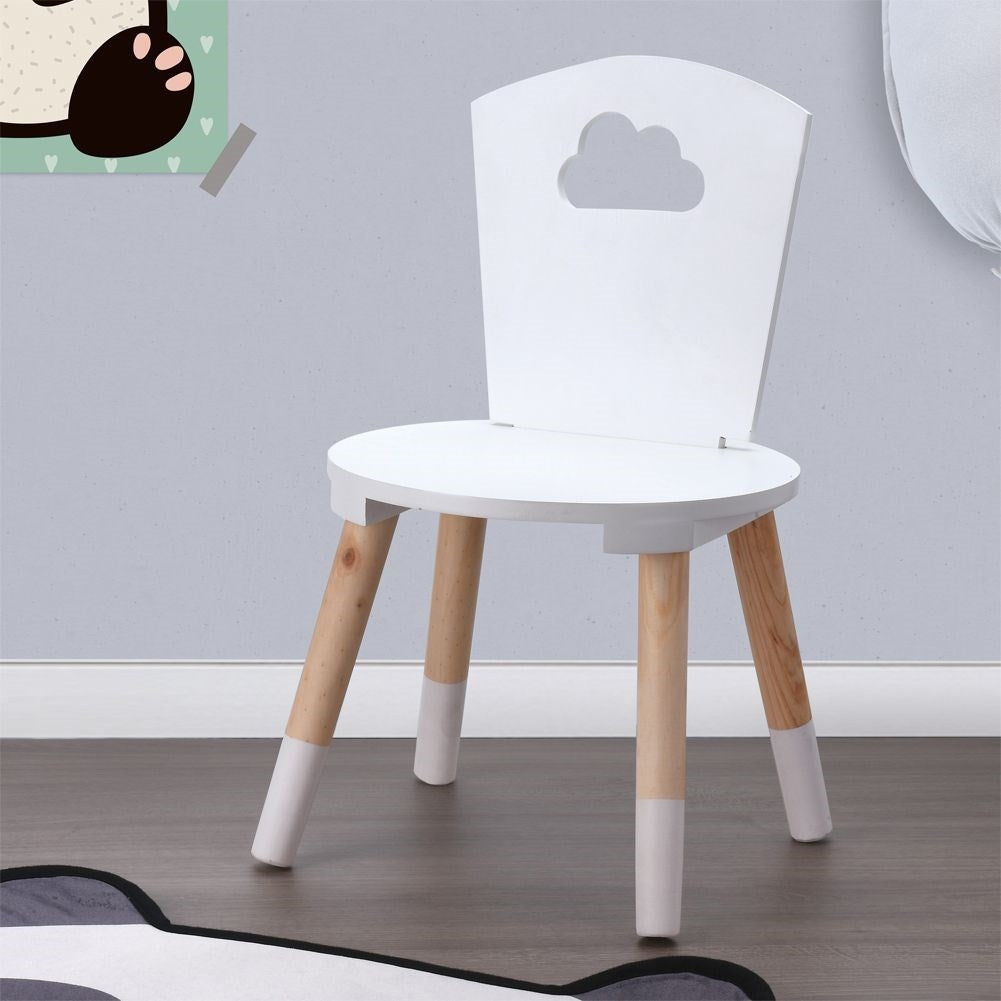 Comfortable ergonomic children's chair in wood and MDF, white/beige