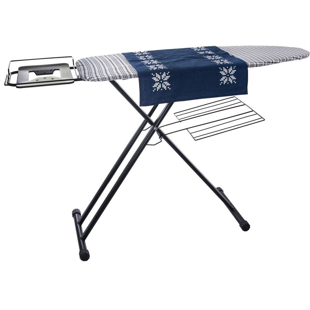 Comfortable ironing board with holder and non-slip legs