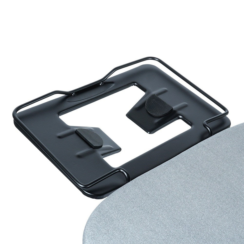 Comfortable ironing board with iron holder, compact storage