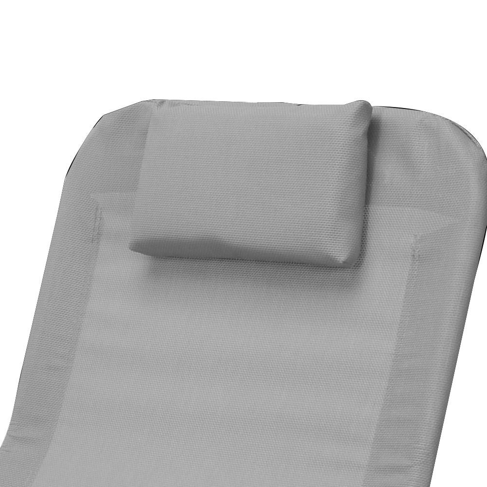 Comfortable sun lounger with gravity function in grey-white colour