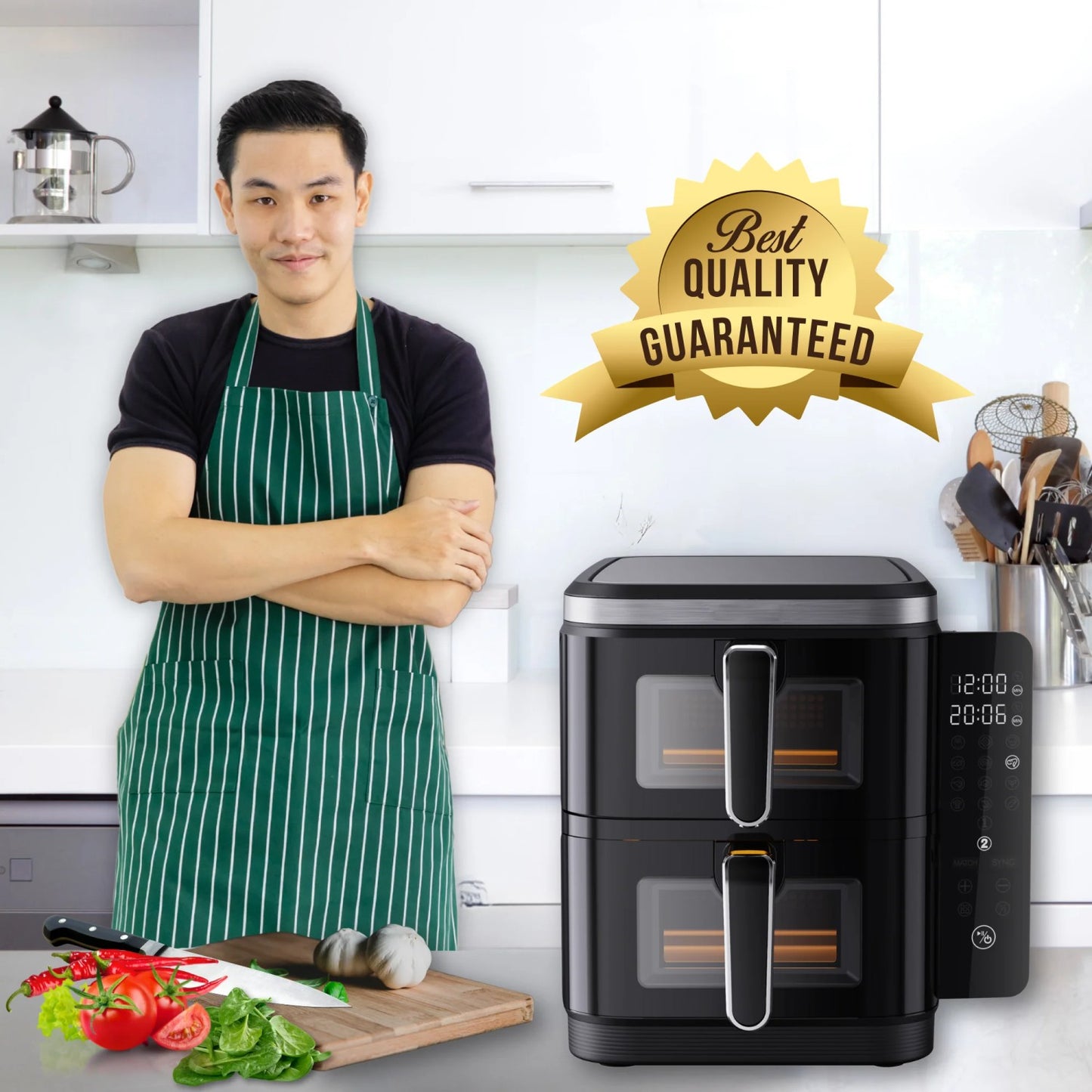 Comfy Nest CN-06184: 2800W Double Basket Air Fryer with Window & Side Panel - 11L