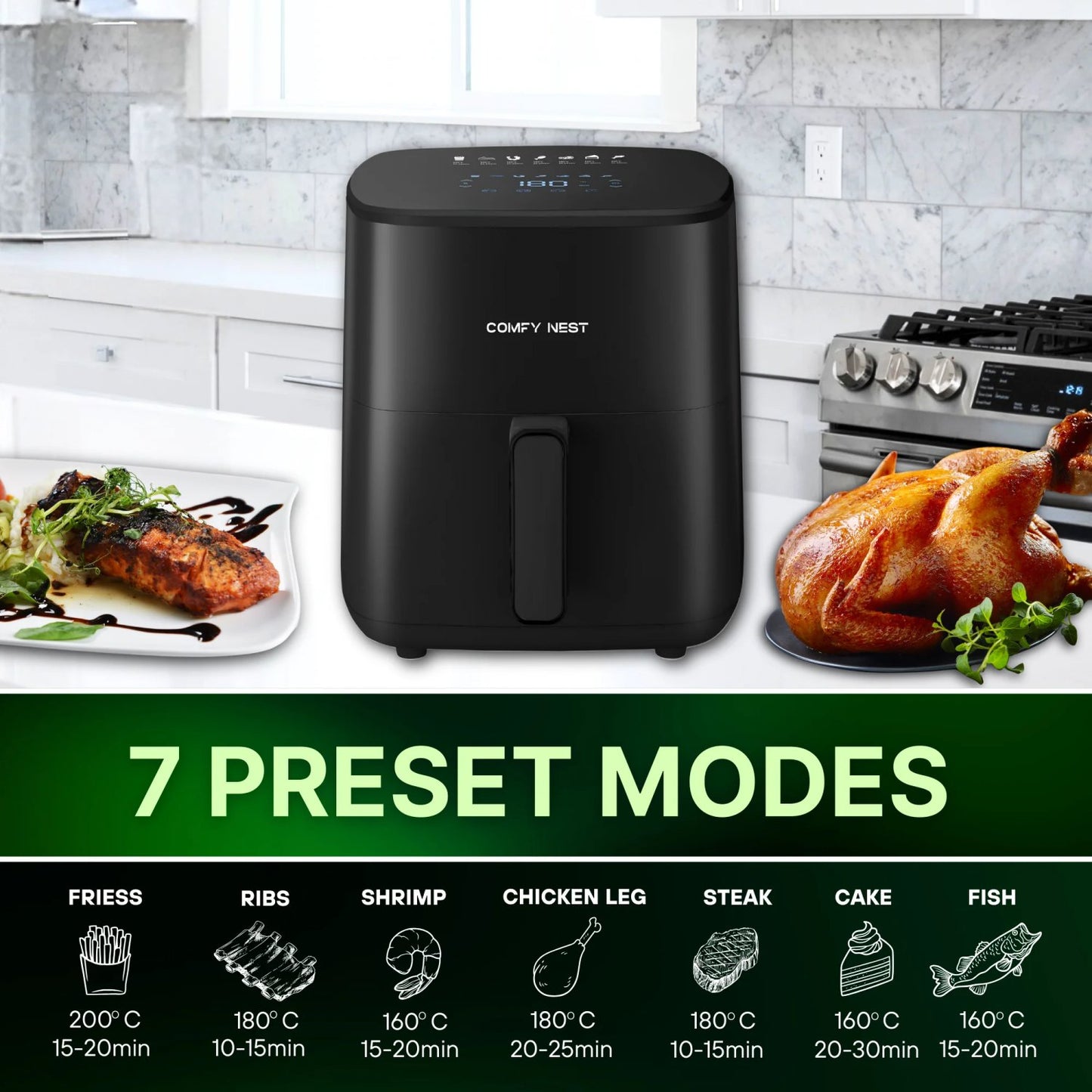 Comfy Nest CN-06191: 1400W Digital Air Fryer - 5L