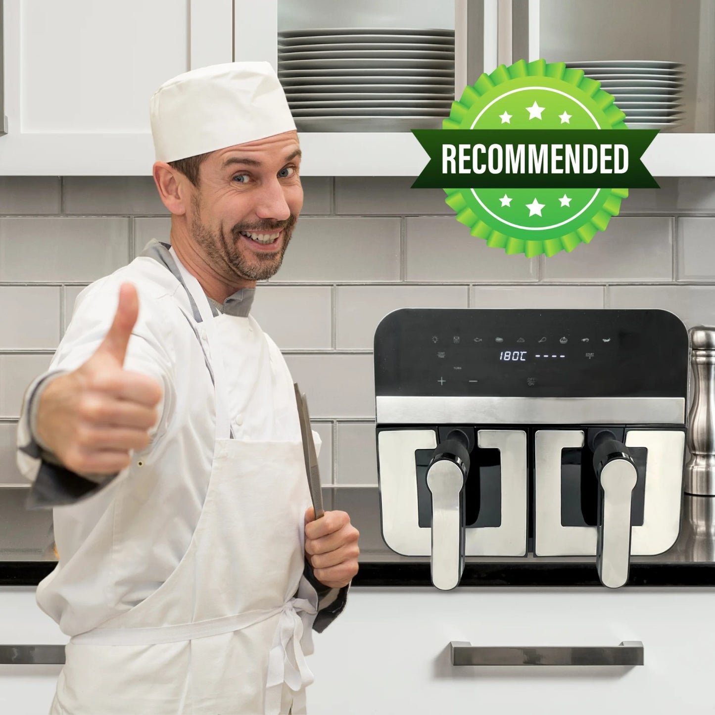 Comfy Nest CN-AFD45WS: 2400W Double S/S Basket Digital Airfryer with Window - 9L