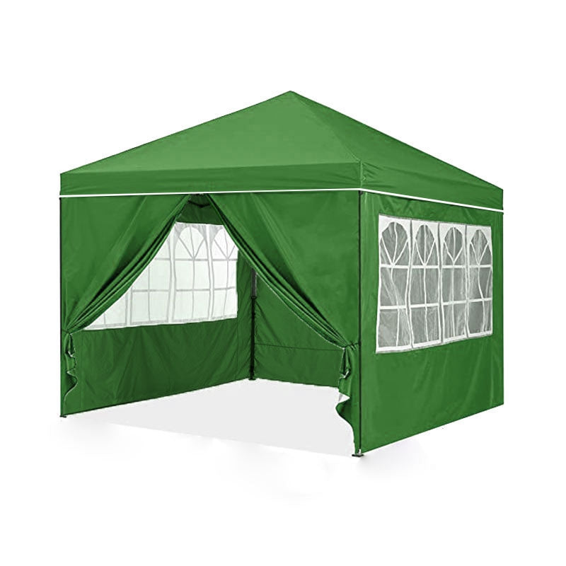 Commercial garden pavilion, automatic, 4-wall windows, entrance, 3x3m - green