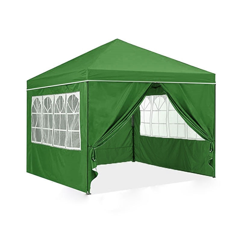 Commercial garden pavilion, automatic, 4-wall windows, entrance, 3x3m - green