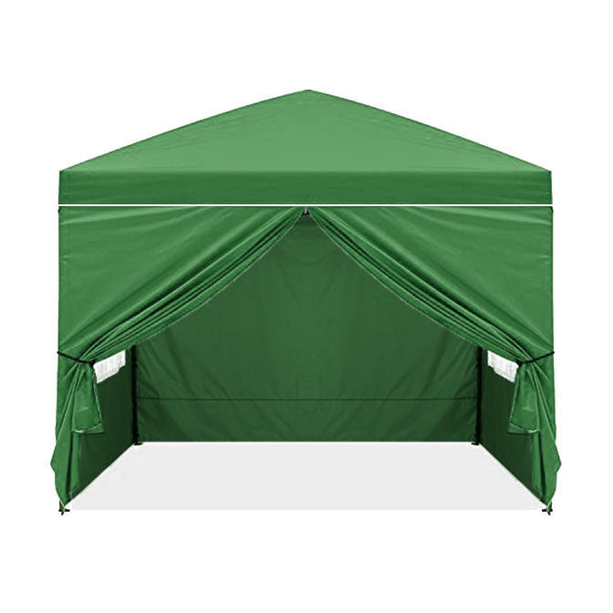 Commercial garden pavilion, automatic, 4-wall windows, entrance, 3x3m - green